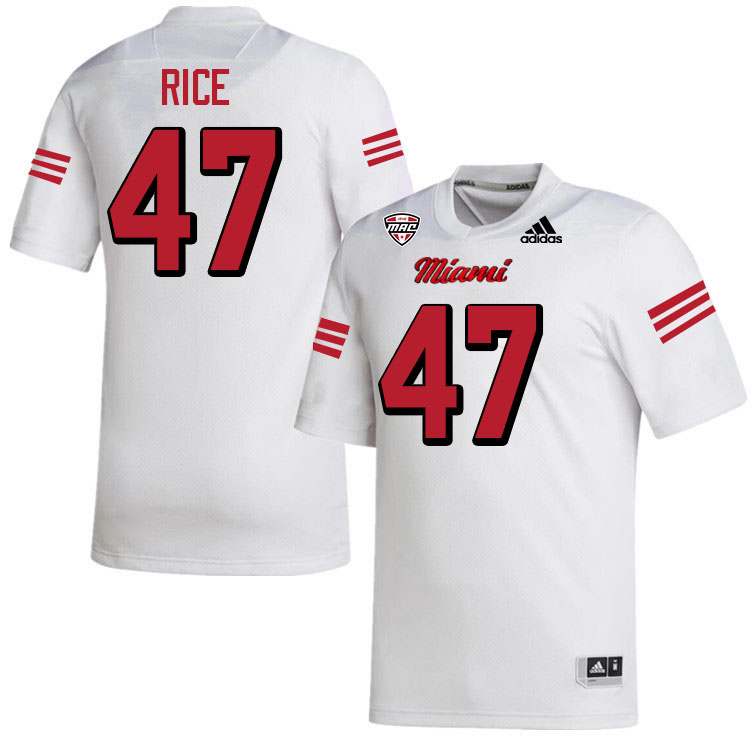 Miami University Redhawks #47 Brach Rice College Football Jerseys Stitched-White